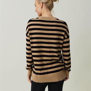 Lexington Lizzie Organic Cotton Cashmere Sweater, Beige/Black Striped