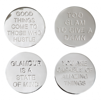 Classic Collection Coaster Quote nickel plated brass