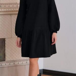 Gauhar Balloon Sleeve Jersey Dress, Black
