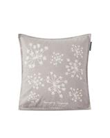 Lexington Flower Embroidered Linen/Cotton Pillow Cover, Gray/White