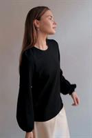Gauhar Balloon Sleeve Sweatshirt, Black