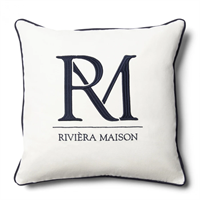 Riviera Maison RM Monogram Pillow Cover, White 50 x 50 cm