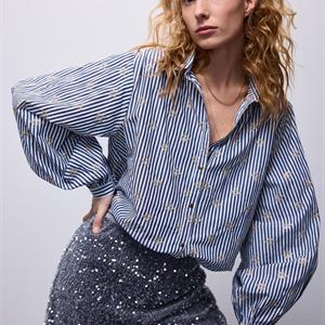 Summum Woman Blouse Scattered Embrostripe, Mist