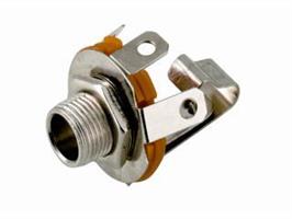 Kontakt 6,3mm mono, for chassis, m/bryter 