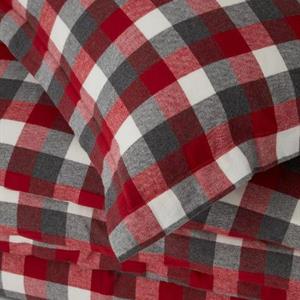 Lexington Checked Cotton Flannel Bed Set, Red/Dk Gray