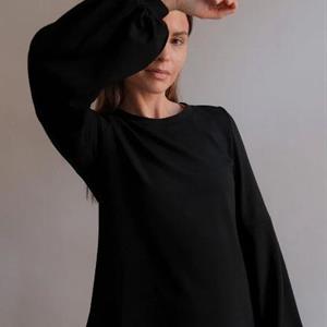 Gauhar Balloon Sleeve Sweatshirt, Black
