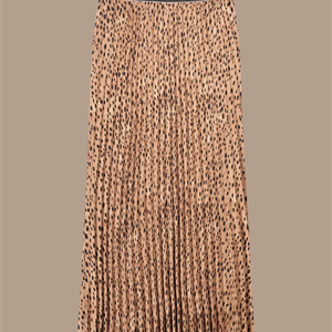 Summum Woman Cheetah Pleated Skirt, Old Peach