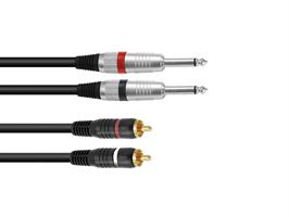 Kabel 2 x jack mono / 2 x RCA 1.5m  sort