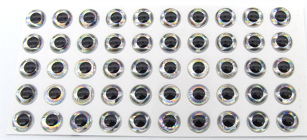 Selvklebende 3D øyne sølv 4mm/50stk