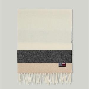 Lexington Massachusetts Recycled Wool Blend Scarf, Beige Multi Stripe
