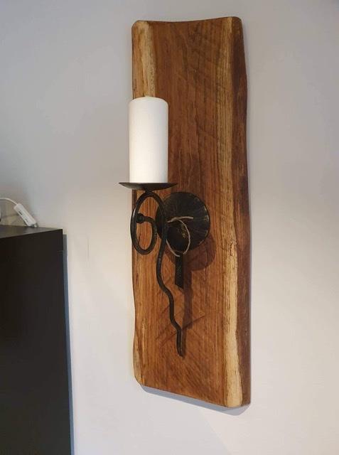 Väggljusstake rustik ek