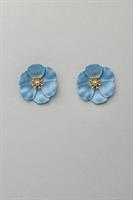 Bow19 Details Flower Small Earrings Pearl Blue