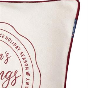 Lexington Seasons Greetings Recycled Cotton Canvas Pillow Cover, Off White/Red