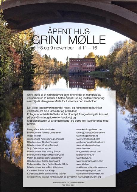 Åpent hus på Grini Mølle 4. - 5. november