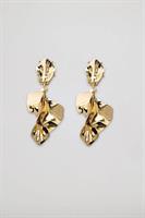 Bow19 Details Leaf Earrings Gold Metallic