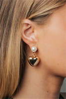 Bow19 Details Pearl Earrings Gold Heart