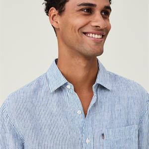 Lexington Ryan Linen Shirt, Blue/White Stripe