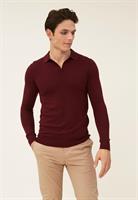 Lexington Riley Cotton/Cashmere Blend Knitted Polo, Dark Red