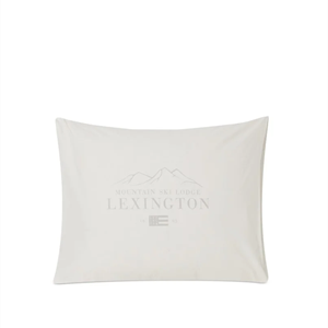 Lexington Printed Organic Cotton Poplin Pillowcase, White/ Light Gray