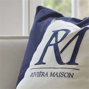 Riviera Maison RM Monogram Pillow Cover, White 50 x 50 cm
