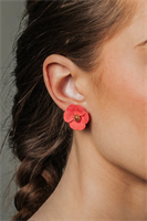 Bow19 Details Flower Small Earrings Coral