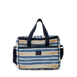 Lexington Blue/Oat Striped Cotton Canvas Cooler Bag