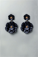 Bow19 Details Flower Twin Earrings Black Pearl