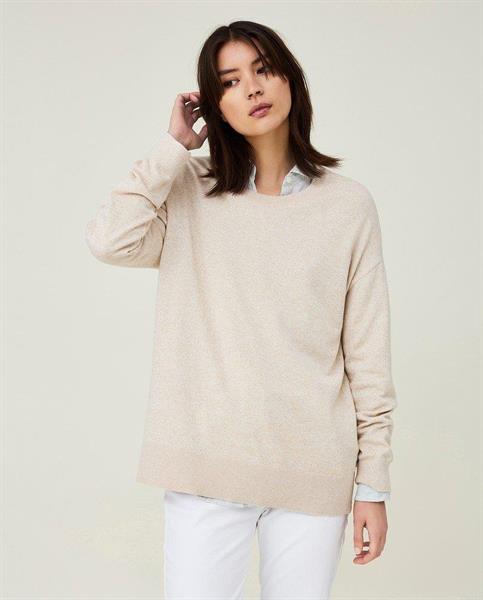 Lexington Lizzie Organic Cotton/Cashmere Sweater, Light Beige Melange