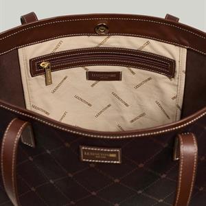 Lexington Wildflower Signature Print Leather Tote Bag, Brown Multi