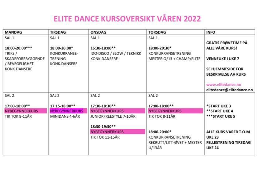 Timeplan Elite Dance 