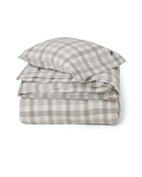 Lexington Gray Checked Cotton Flannel Bed Set, Gray/White