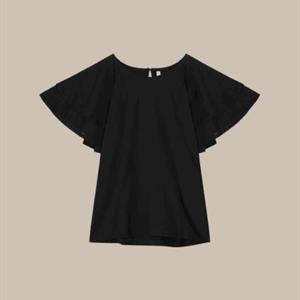 Summum Woman Top with Butterfly Sleeves, Black