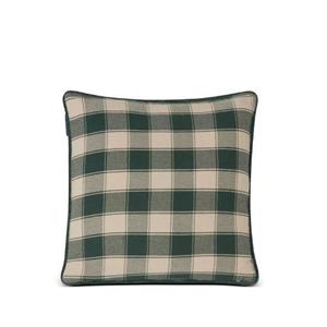 Lexington Checked Organic Cotton Flannel Pillow Cover, Green/Lt Beige