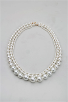 Bow19 Details Pearl Necklace Long 2 row