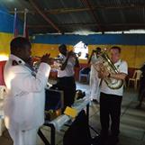 Trying the new instruments together with Corps officer