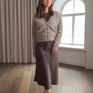 Original Story Tianna Midi Satin Skirt, Dark Chocolate