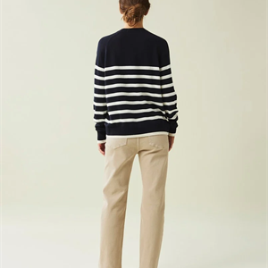 Lexington Freya Cashmere Blend Sweater, Dark Blue/White Stripe