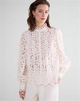 Summum Woman Blouse with Lace Organza, Ivory