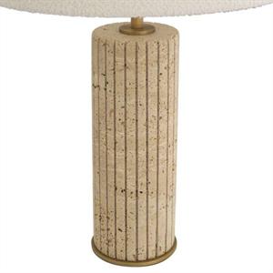 Eichholtz Table Lamp Giova Round, Travertine / Boucle Shade