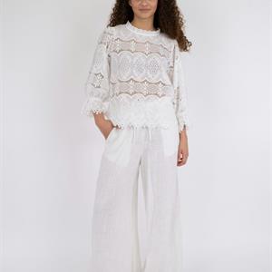 Neo Noir Adela Big Embroidery Blouse, White