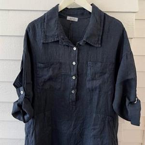 Piro Linen Dress, Blue