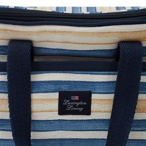 Lexington Blue/Oat Striped Cotton Canvas Cooler Bag