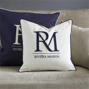 Riviera Maison RM Monogram Pillow Cover, White 50 x 50 cm