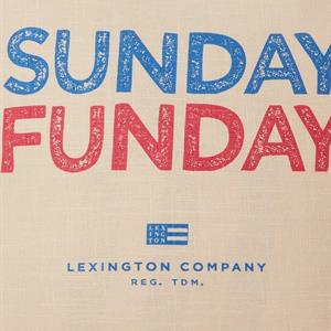 Lexington Sunday Funday Printed Cotton Canvas Pillow Cover, Lt Beige/Blue/Cerise