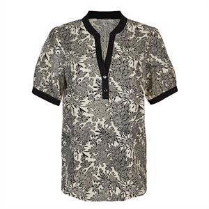 Summum Woman Top Flowers on Cotton, Ivory