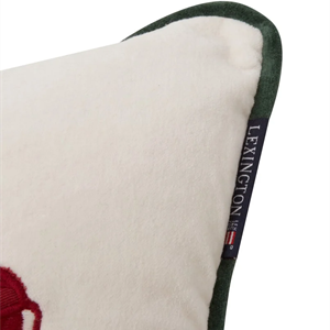 Lexington Holiday Car Organic Cotton Velvet Pillow, White/Red Multi