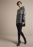 Summum Woman Boyfriend Sweater Jacquard Knit, Black