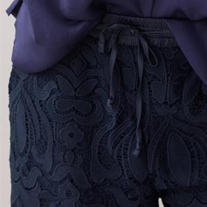 Summum Woman Long Lace Pants, Navy Noir