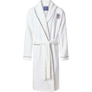 Lexington Cotton Terry Robe with contrast piping, White