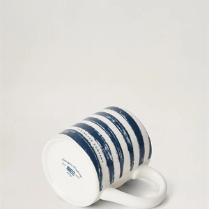 Lexington Diagonal Stripes Stoneware Mug, Navy